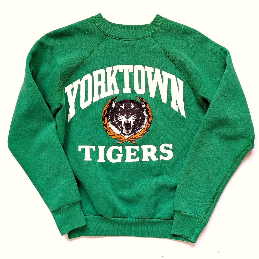 Vintage Green Yorktown Tigers Crew Neck Sweatshirt
